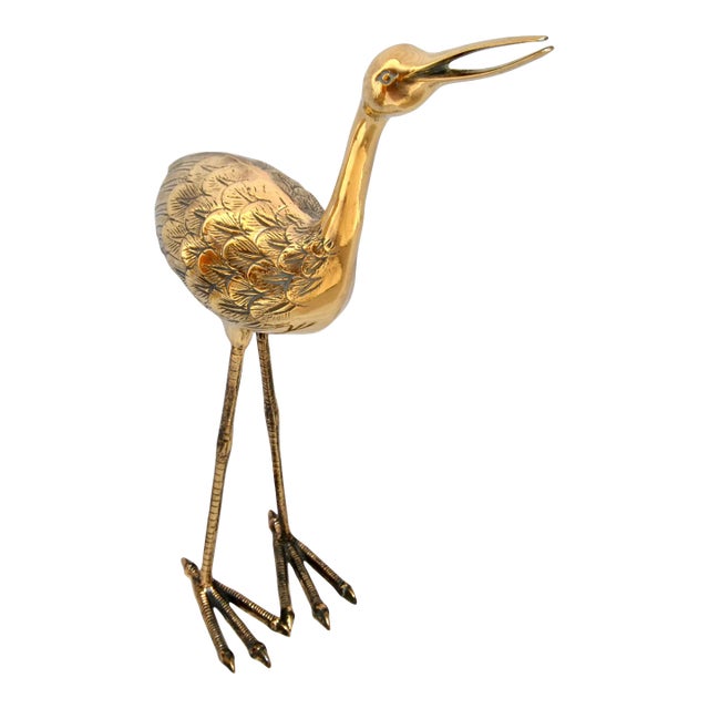 Bronze Crane Life-Size Animal Sculpture Handcrafted Mid-Century Modern 1970 For Sale