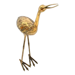 Bronze Crane Life-Size Animal Sculpture Handcrafted Mid-Century Modern 1970