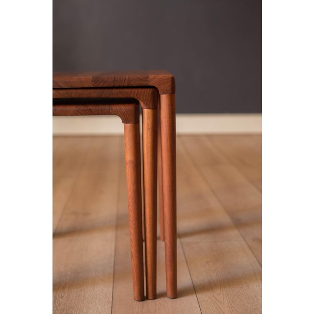 Danish Modern Solid Teak Set of Nesting End Tables by h.w. Klein for Bramin For Sale - Image 12 of 17