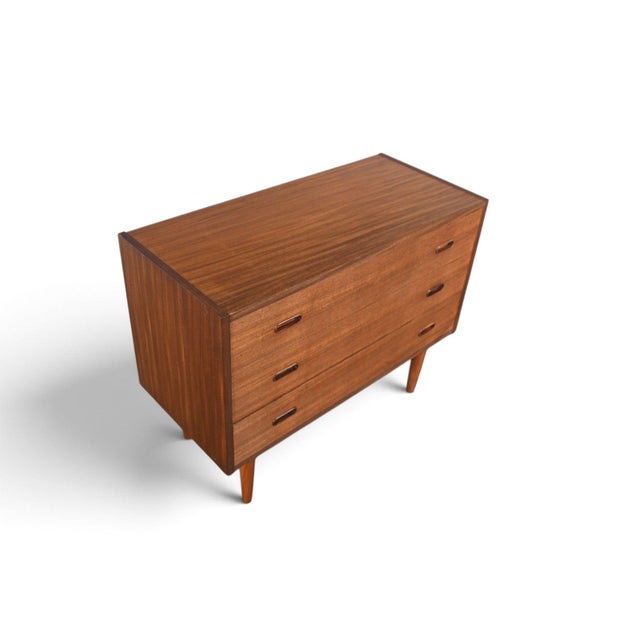 Mid 20th Century Three Drawer Vodder Style Chest in Teak With Finished Back For Sale - Image 4 of 8