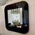 Postmodern Italian Square Mirror with Dark Brown Lacquered Frame, 1980s For Sale - Image 6 of 9