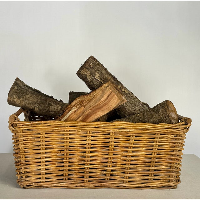 Wood 1900s Antique American Wicker Basket With Wooden Handles For Sale - Image 7 of 7