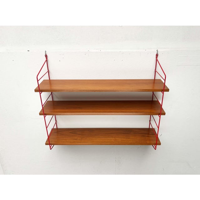 Mid-Century Modern Red String Style Teak Shelf, 1960s For Sale - Image 4 of 18