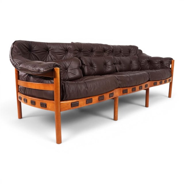 Coja Living Room Set with 3-Seater Sofa and 2 Lounge Chairs in Brown Leather by Sven Ellekaer, 1960, Set of 3 For Sale - Image 13 of 18