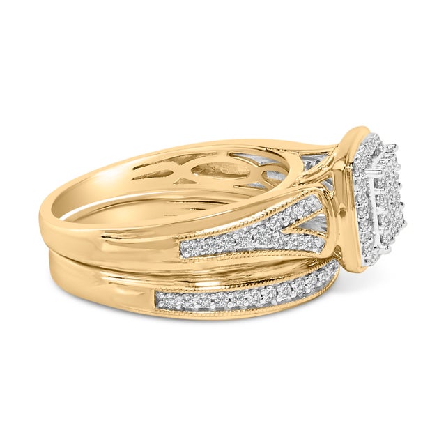 Embrace timeless elegance and enduring sophistication with this splendid bridal set, meticulously crafted from .925...