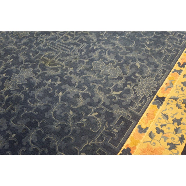 Impressive Blue & Delicate Tone-on-Tone Allover-Floral Design Antique Chinese Peking Rug For Sale - Image 9 of 10