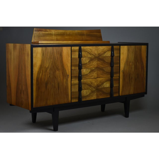 Mid-Century Modern Walnut Sideboard by R. T. Halas, Poland, 1960s For Sale - Image 4 of 8