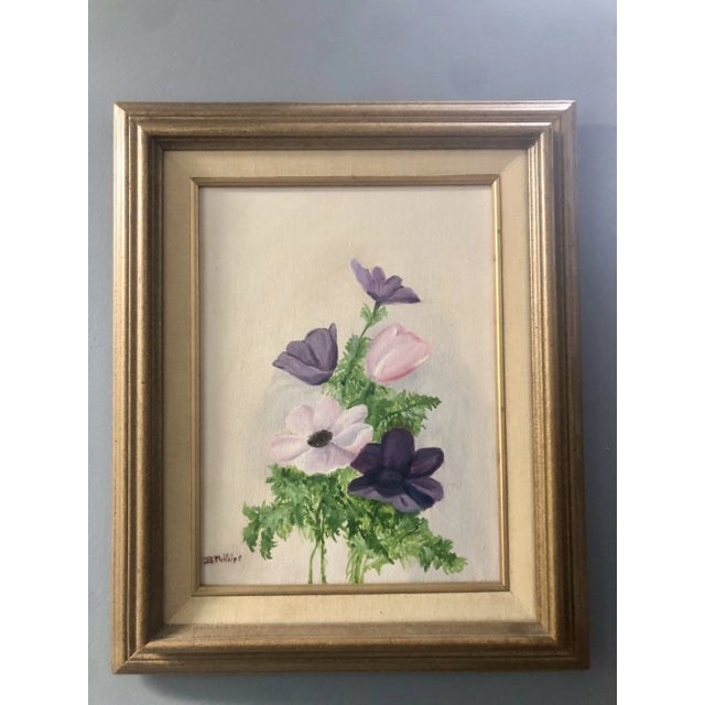 English Vintage Floral Poppies Still Life Framed Painting For Sale - Image 3 of 4
