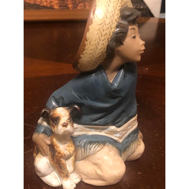 1980s Spanish Lladro "Fernando" Boy With Dog Porcelain Figurine - Gres Finish For Sale In New York - Image 6 of 7