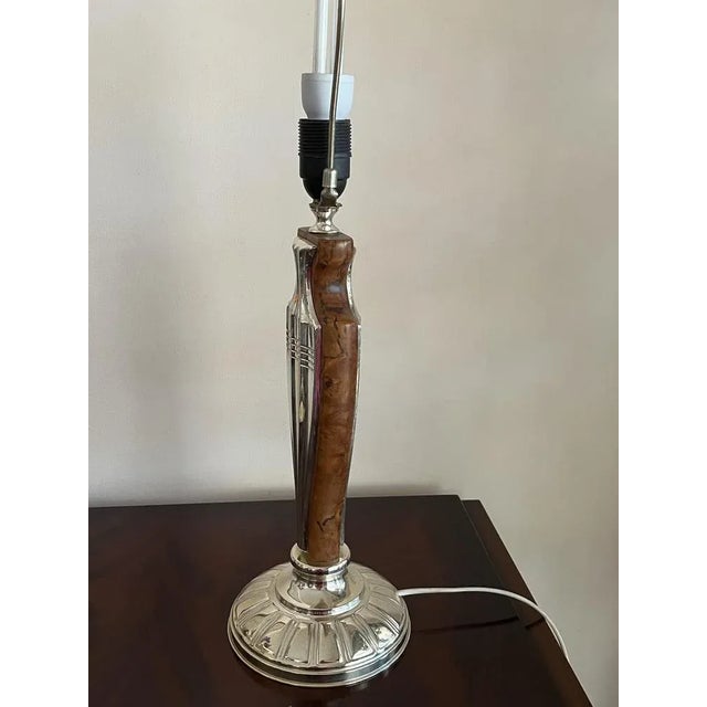 Silver, Root Wood and Cathedral Glass Lamp in the style of Tiffany, Italy, 1989 For Sale - Image 9 of 13