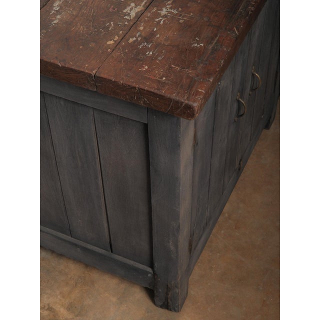 Charcoal Sideboard With Aged Wooden Top and Plank Detail For Sale - Image 10 of 11