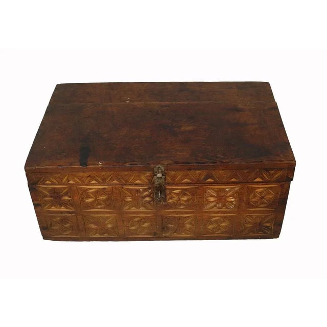 Antique Cedar Wood Treasure Dowry Chest Box, Nuristan, Afghanistan, 1920s For Sale - Image 12 of 12