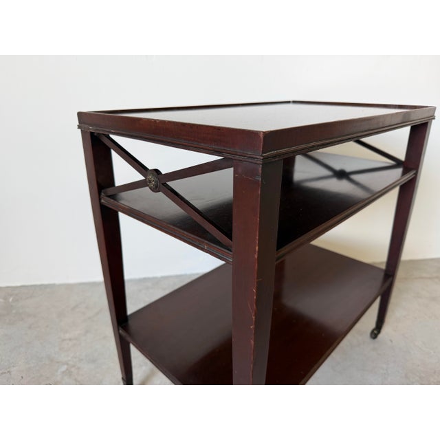 1960s French Hollywood Regency Three-Tier Mahogany Side Table For Sale - Image 10 of 12