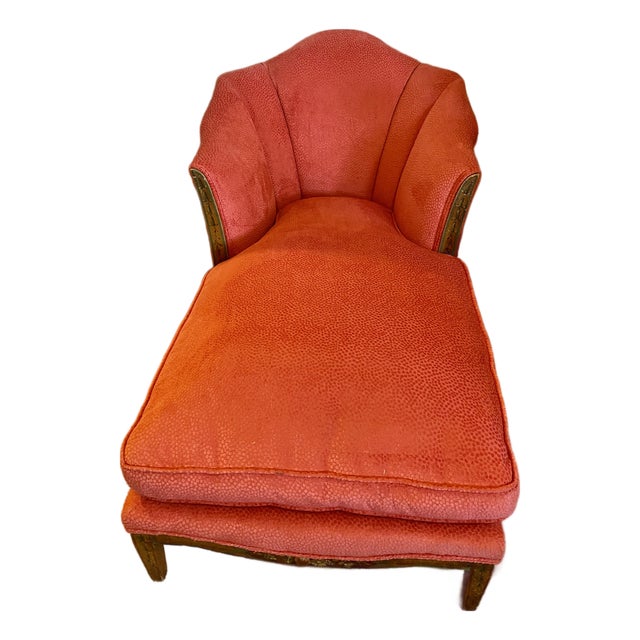 Circa 1920s French Art Deco Painted Channel-Back Chaise Lounge For Sale