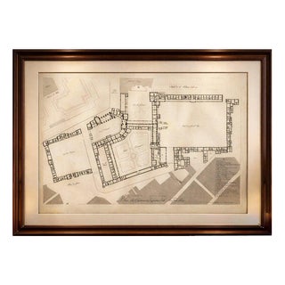 Antique Architectural Plan of Château De Fontainebleau, Napoleon Residence, 1803 For Sale