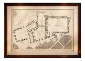 Antique Architectural Plan of Château De Fontainebleau, Napoleon Residence, 1803