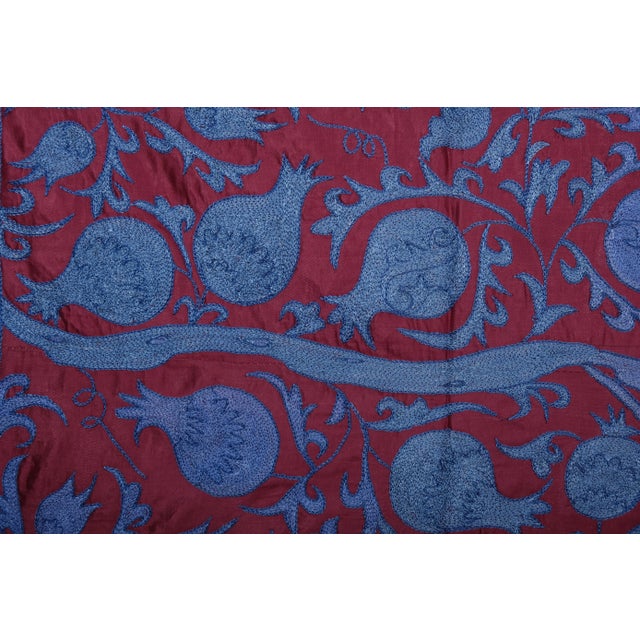Textile 1970s Red Suzani Textile Art From Uzbekistan 3'1'' X 6'3'' For Sale - Image 7 of 10