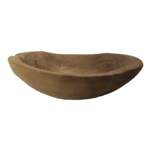 Early 20th Century Rustic Hand Carved Oval Wood Dough Bowl