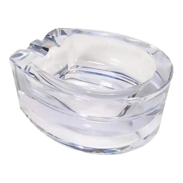 1970s French Crystal Horseshoe Shaped Ashtray, Made in France For Sale