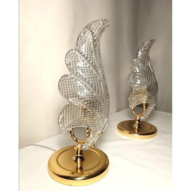 1970s Brass Lamps in Murano Glass from Barovier, Set of 2 For Sale - Image 5 of 9