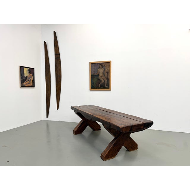 Folk Art Brutalist Table in Oak, 1900s For Sale - Image 12 of 18