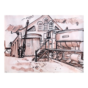 1990s Josie Capstick Train Yard Watercolor