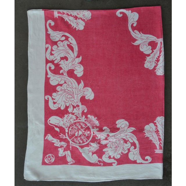 American 1940s American Coat of Arms Linen Tablecloth by Dewan For Sale - Image 3 of 10