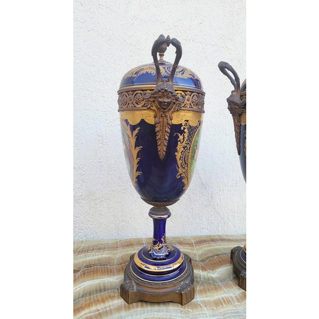 Covered Porcelain Vases in the style of Sèvres, Set of 2 For Sale - Image 15 of 18