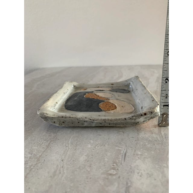 Gray Studio Ceramic Tray With Abstract Decoration For Sale - Image 8 of 9