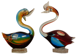 Murano Glass Duck & Swan, Italy, 1960s, Set of 2