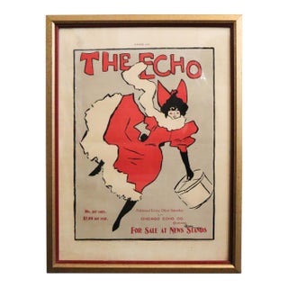 1896 Framed American Magazine Cover, the Echo (Gold Frame) Regular Price For Sale