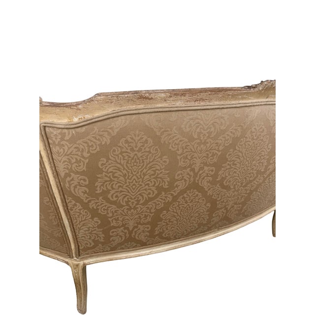 Vintage Louis XV Revival Carved Giltwood Upholstered Settee For Sale - Image 13 of 18