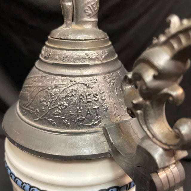 Mid 20th Century Vintage Naval Commemorative Beer Stein With Elaborate Pewter Lid. For Sale - Image 5 of 12