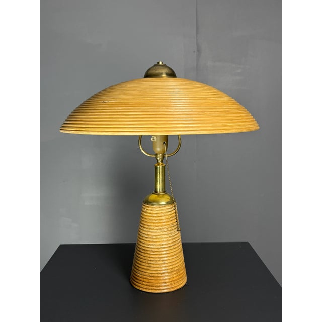 Pencil Reed Rattan Bamboo and Brass Table Lamp, Italy, 1970s For Sale - Image 17 of 17