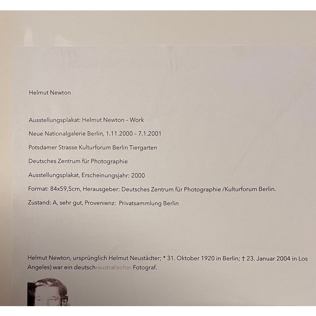 Wood Helmut Newton, “Work” Exhibition Poster, Neue Nationalgalerie Berlin, 1.11.2000-7.1.2001, Framed For Sale - Image 7 of 14