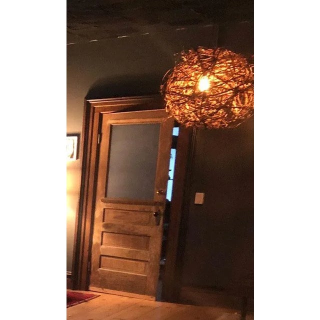 This one-of-a-kind, unique pendant light made of foraged vines was hand-woven by a Catskill Mountains artist. It creates...