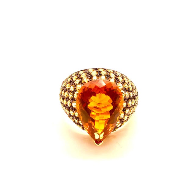 Bochic "Orient" Vintage Yellow Sapphire & Citrine Ring Set In 18K Gold & Silver For Sale - Image 12 of 18