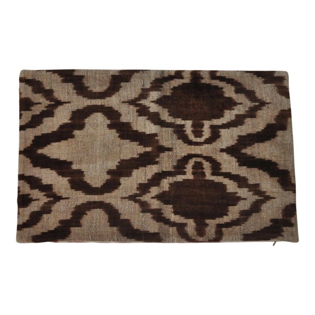 Brown Ikat Silk Velvet Throw Pillow For Sale