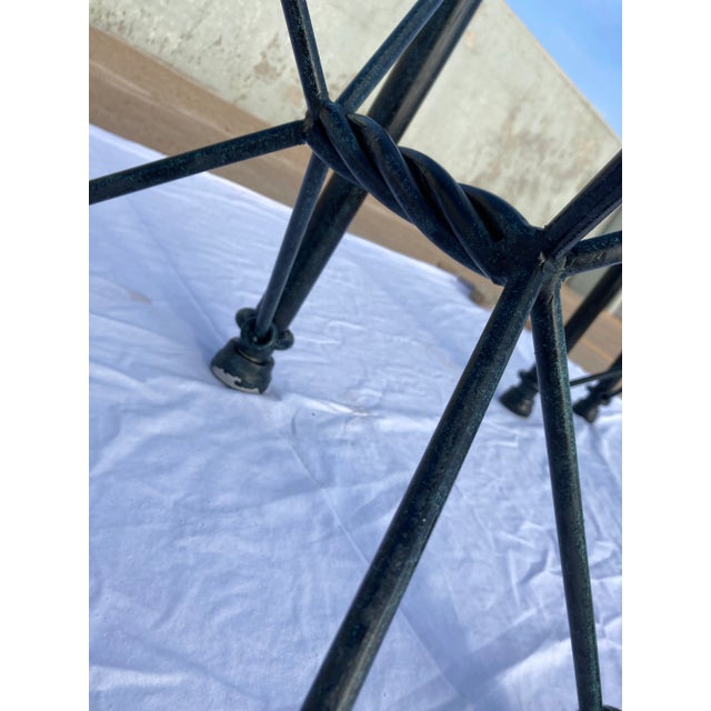 1980s Modern Wrought Iron Rectangular Base Beveled Glass Top Side Tables - a Pair For Sale - Image 9 of 13