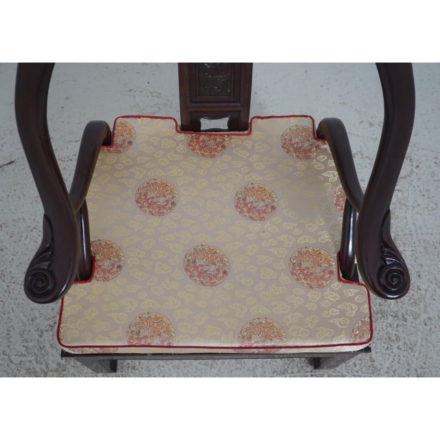 Pair of Vintage Chinese Rosewood Carved Armchairs For Sale - Image 10 of 18