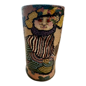 Jane Goslin Peiser North Carolina Art Pottery 5" Whimsical Folk Art Vase/Tumbler...signed