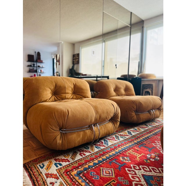 Original Soriana Lounge Chairs and Ottoman Design Tobia Scarpa for Cassina 1970s For Sale In New York - Image 6 of 12