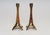 Elegant, sculptural candlesticks with walnut stems and brass bases and sockets (ca. 1950s, Austria). An otherwise modest...