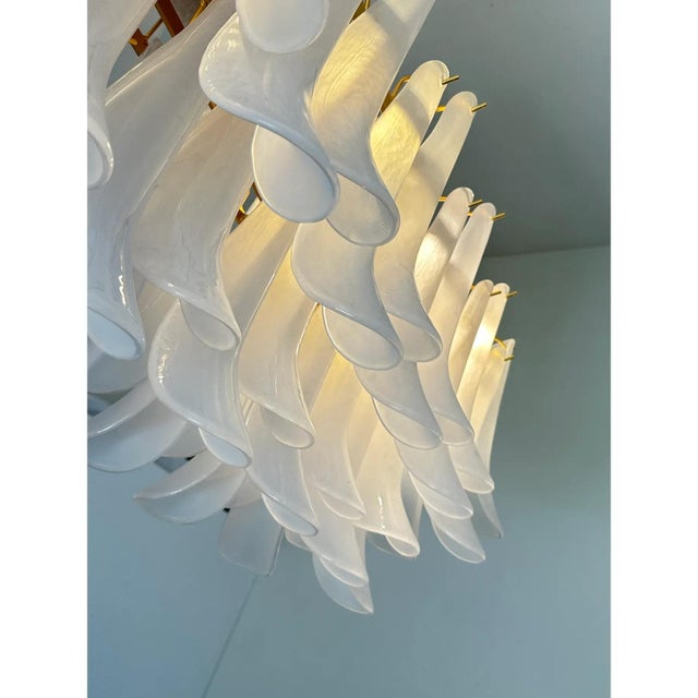 Frosted Selle Murano Glass Rectangular Chandelier in Mazzega Style by Simoeng for Simoeng For Sale - Image 6 of 8