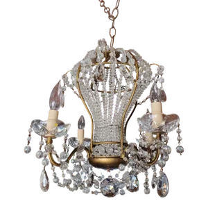 Vintage Maison Bagues Style Rock Crystal Look Balloon Chandelier