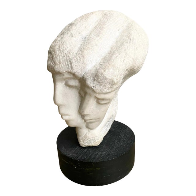 1983 Eugene Gauss Embracing Faces Abstract Marble Sculpture For Sale