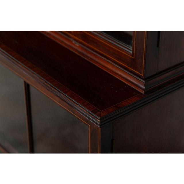 George III Mahogany Glazed Twin Library Bookcase Cabinet, 1770s For Sale - Image 12 of 15
