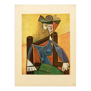 1946 After Pablo Picasso "Woman in an Armchair", Second Edition Period Offset Lithograph