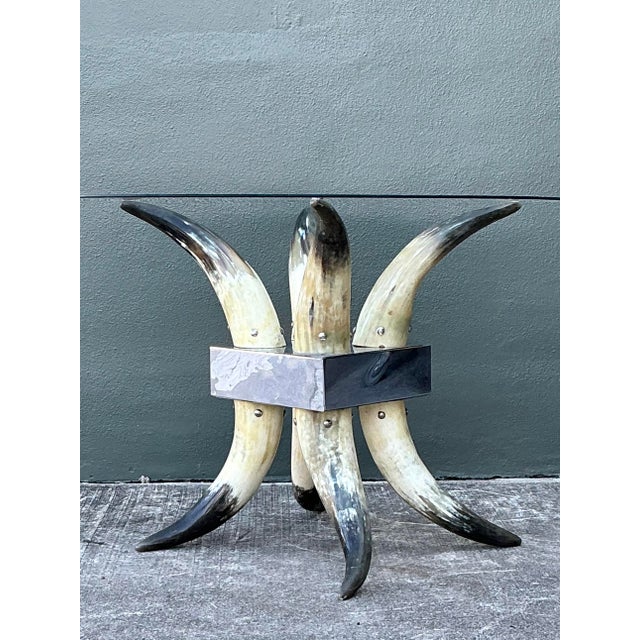 Vintage Steer Horn Table Pedestal For Sale - Image 9 of 12