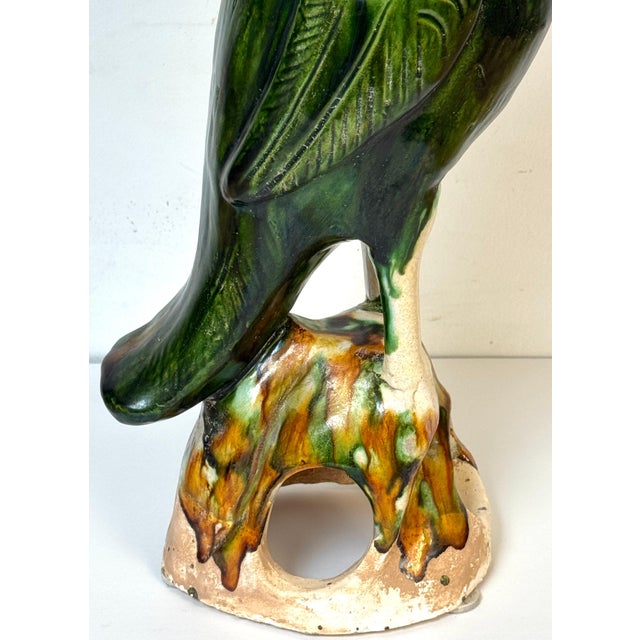 Monumental Chinese Export Porcelain Green Sancai Glazed Parrot, Late 19th C For Sale - Image 14 of 18